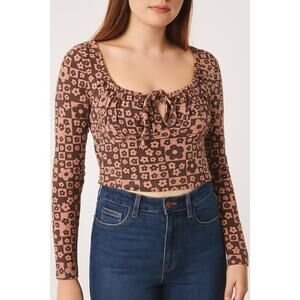 Daisy Street Pink Brown Floral Keyhole Crop Top Size Small – NWT